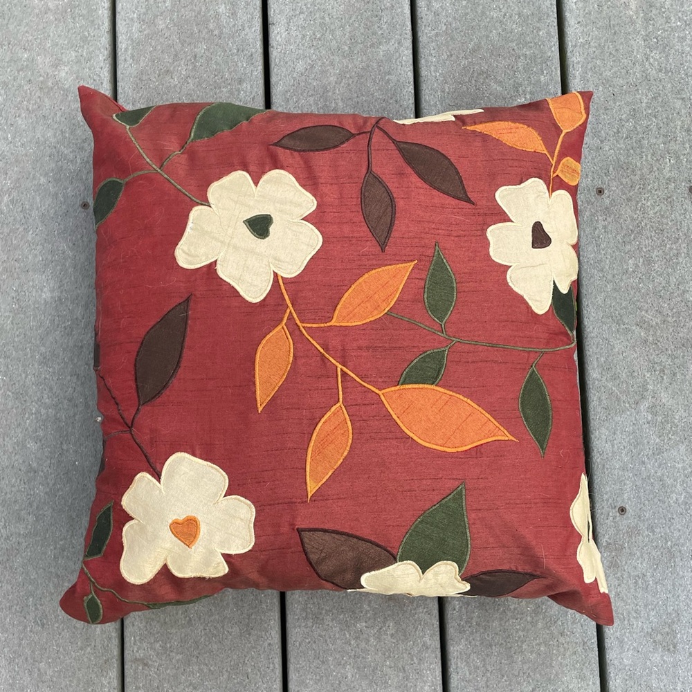 Rustic Orange/ Brown Fall Vibes Floral Leaf Throw Pillow